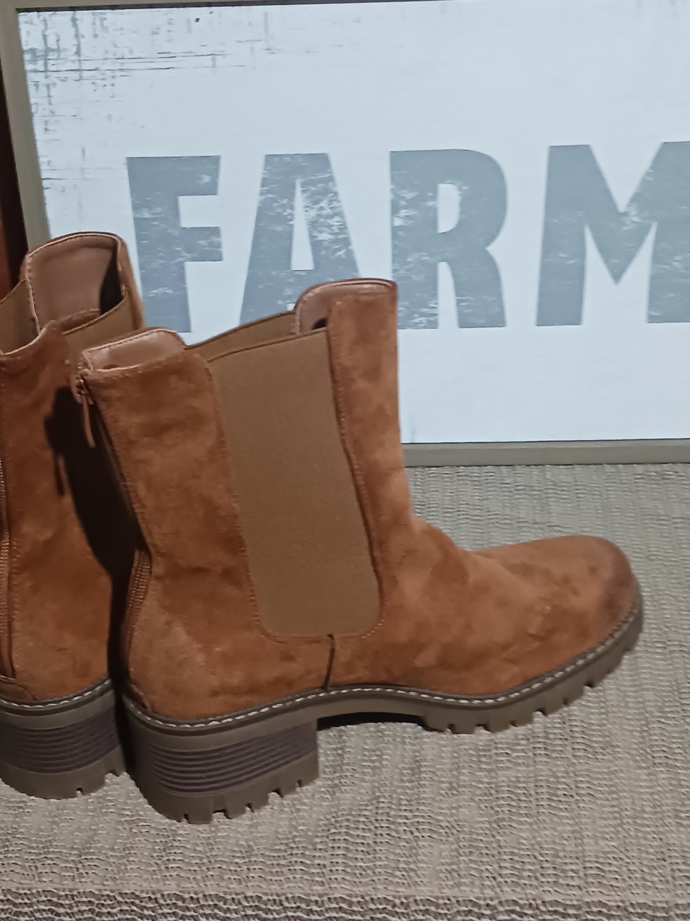 Natural Reflections Chestnut Suede Chelsea Lug Booties